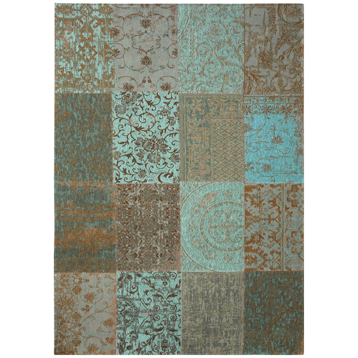 Louis de Poortere Vintage Patchwork 8006 Sea Blue Rug, 7&#39;6&quot; x 10&#39;10&quot;