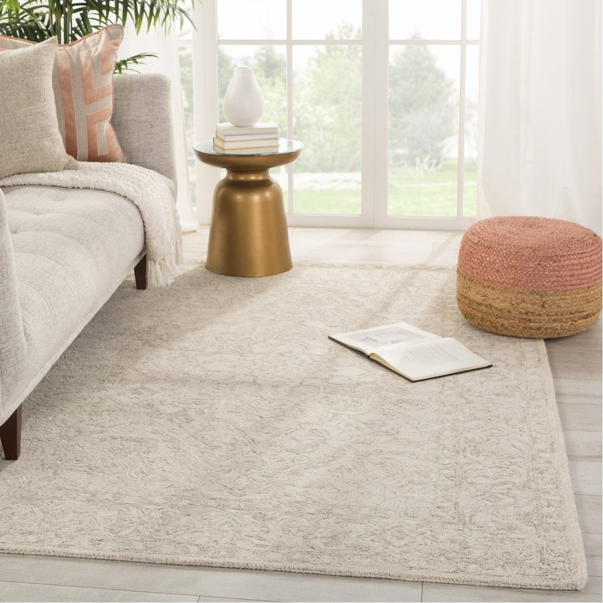 Jaipur Almira Lena Medallion Light Gray Cream ALR03 Rug