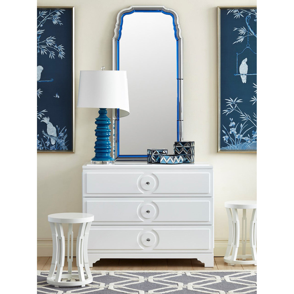 Villa &amp; House Anne Mirror in Sapphire Blue and Gray