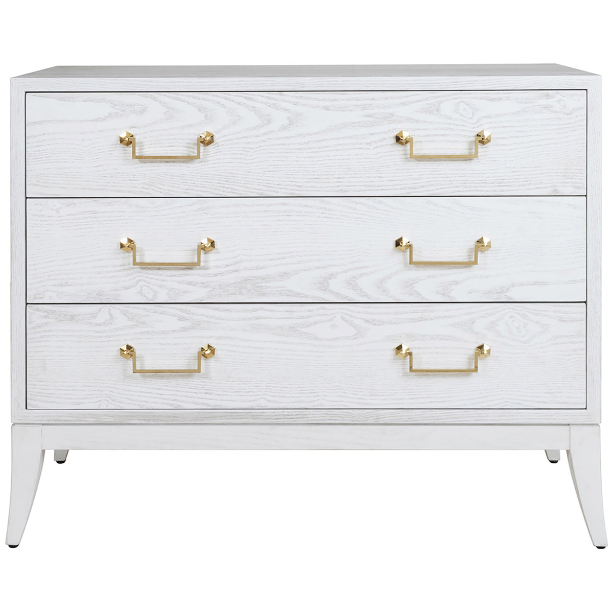 Worlds Away Sabre Leg 3-Drawer Chest with Brass Swing Handle