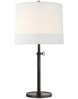 Visual Comfort Simple Adjustable Table Lamp with Banded Linen Shade