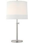 Visual Comfort Simple Adjustable Table Lamp with Banded Linen Shade