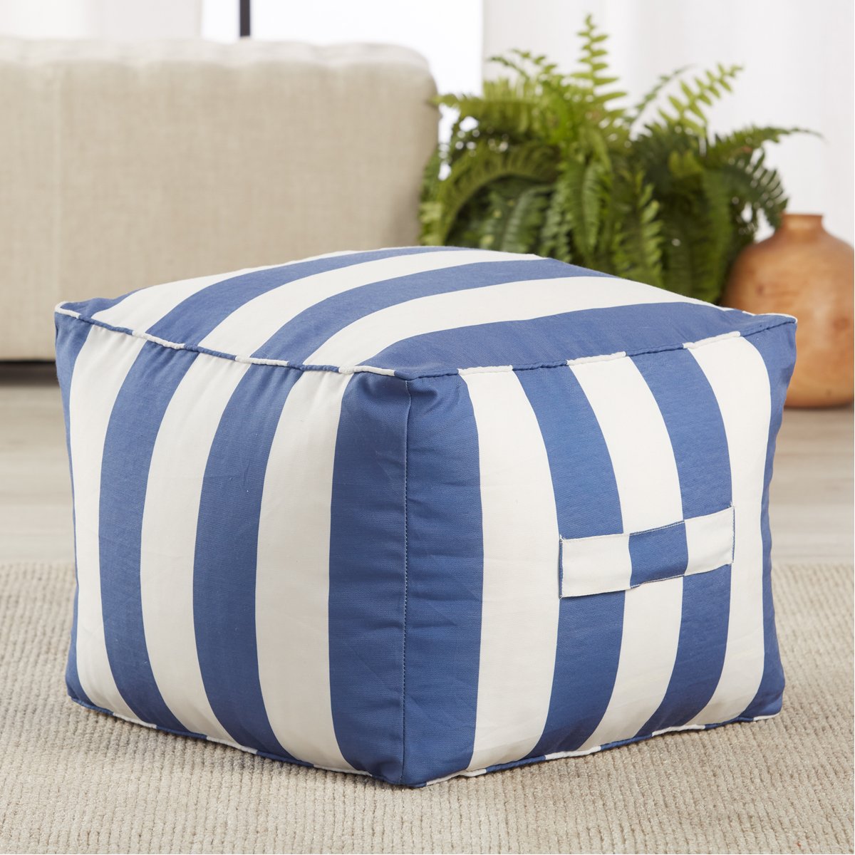 Jaipur Birch Point Chatham Stripes Blue White BIR01 Pouf