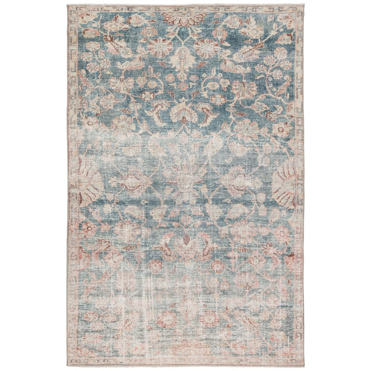 Jaipur Boheme Bardia Oriental Damask Dark Teal Rust BOH08 Rug