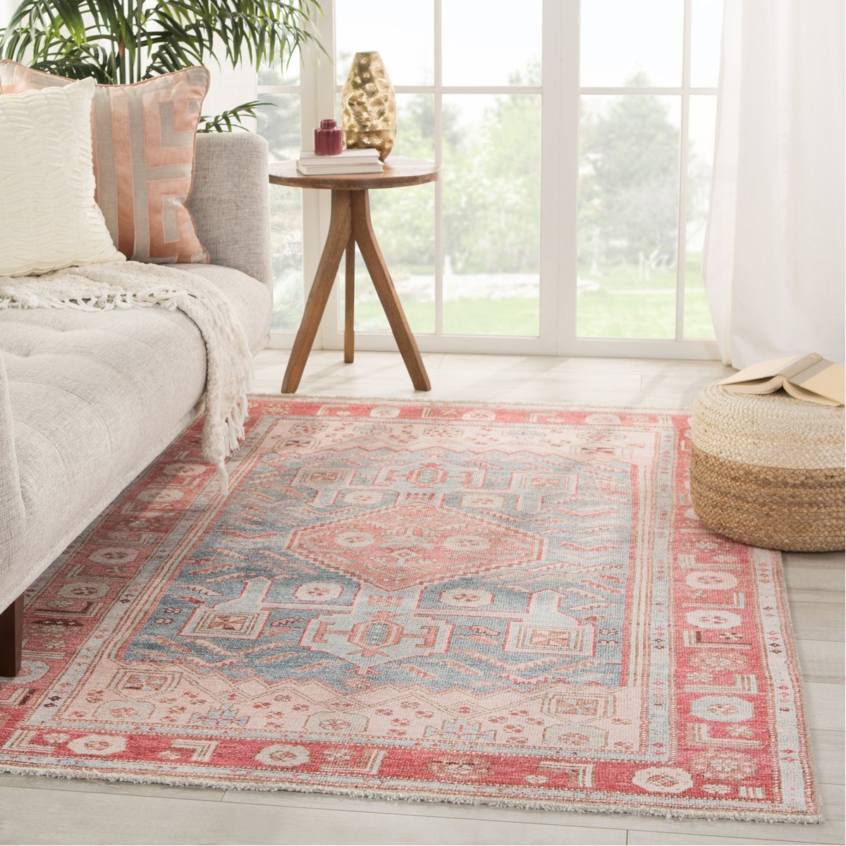 Jaipur Boheme Fiddler Medallion Tribal Pink Blue BOH16 Rug