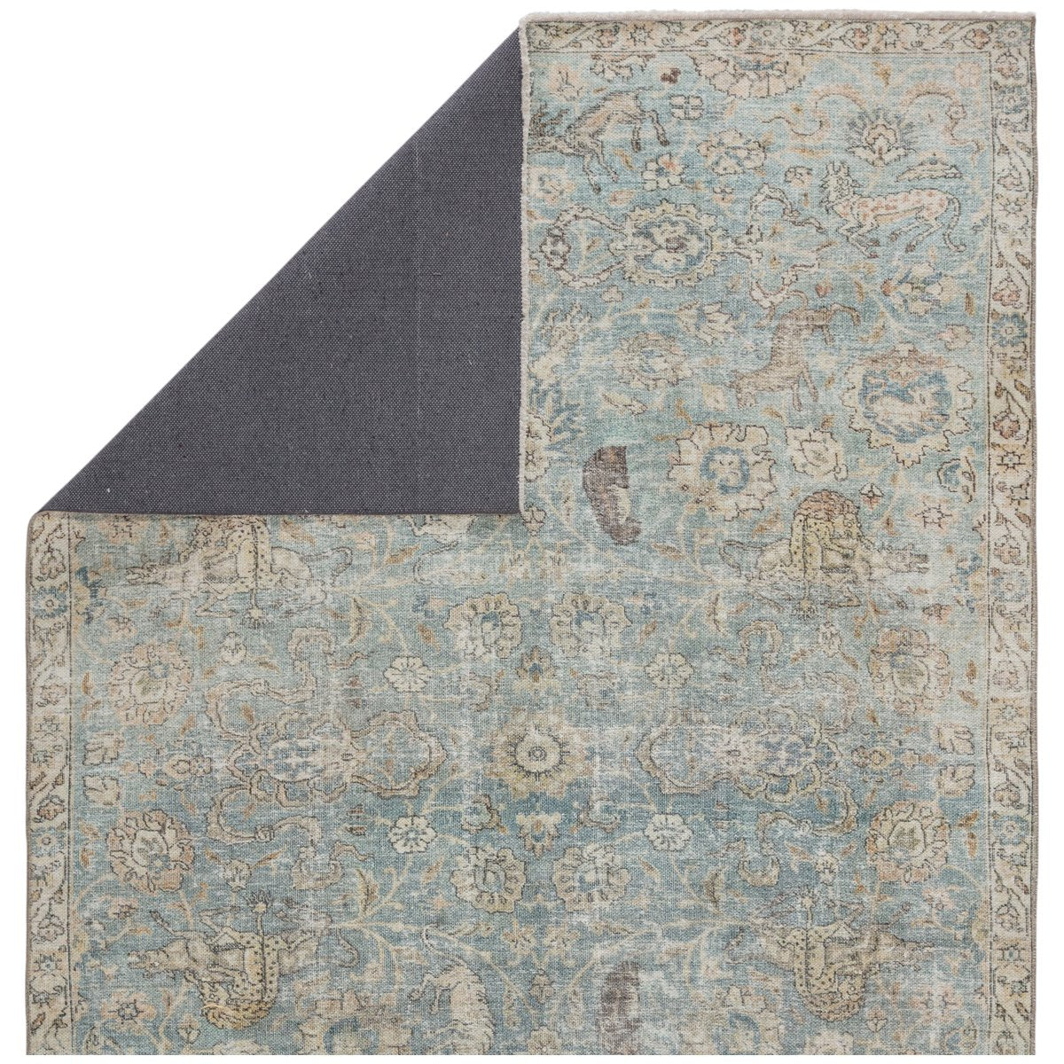 Jaipur Boheme Stag Oriental Floral Teal Gold BOH17 Rug