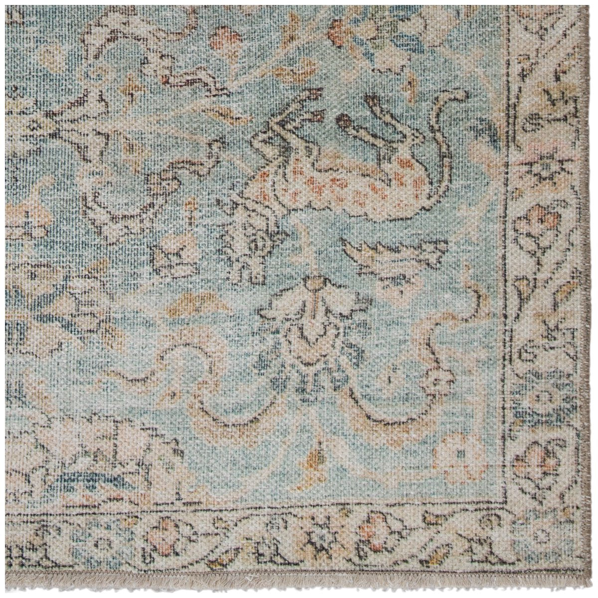 Jaipur Boheme Stag Oriental Floral Teal Gold BOH17 Rug