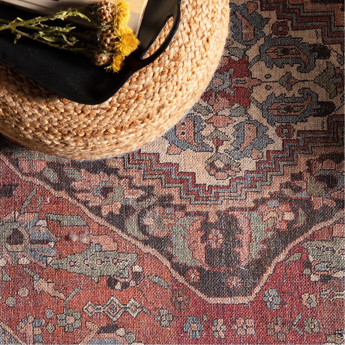 Jaipur Boheme Wesleyan Medallion Border Rust Gray BOH18 Rug