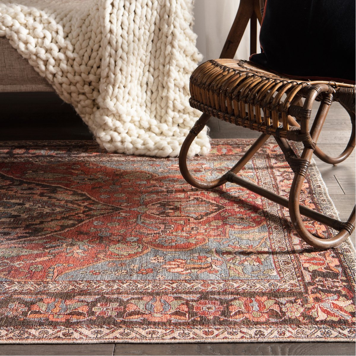 Jaipur Boheme Wesleyan Medallion Border Rust Gray BOH18 Rug