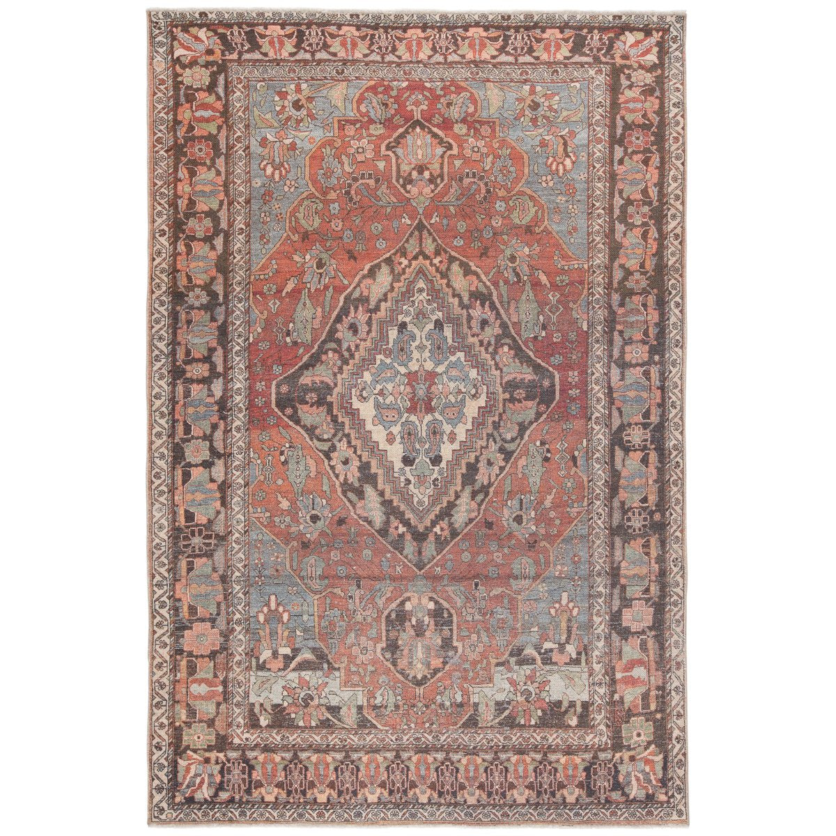 Jaipur Boheme Wesleyan Medallion Border Rust Gray BOH18 Rug