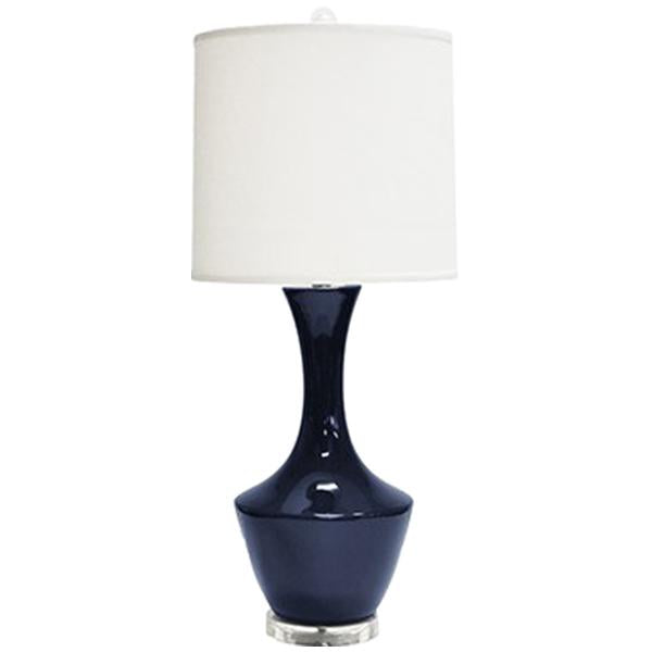 Worlds Away Ceramic Table Lamp with White Linen Shade