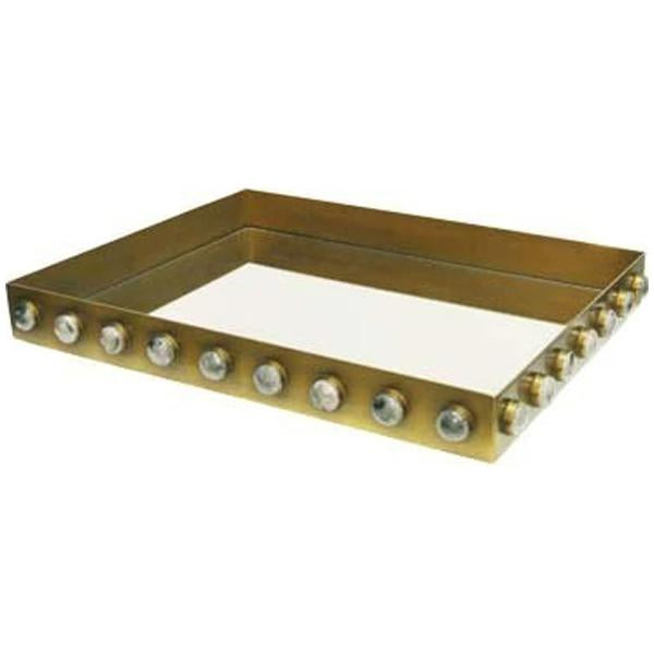 Worlds Away Brister Rectangle Brass Tray with Inset Mirror