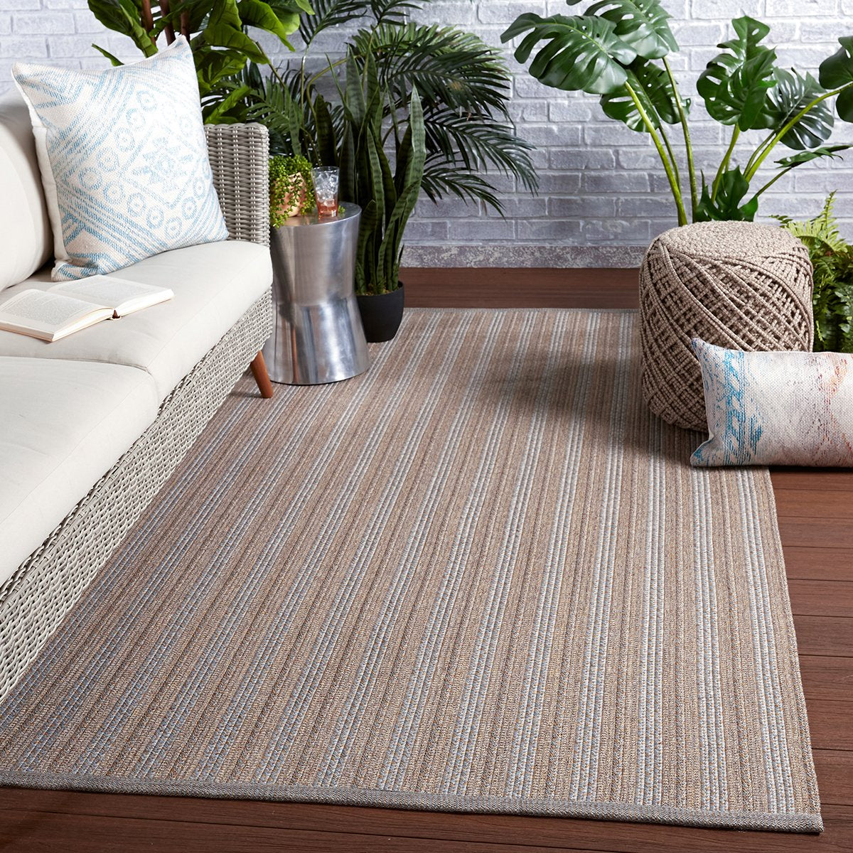 Jaipur Brontide Topsail Stripes Gray Taupe BRO04 Rug