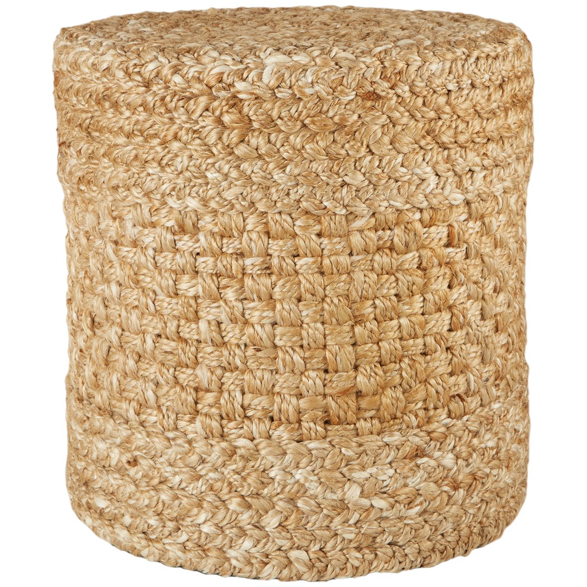 Jaipur Bluffs Sauton Solid Textured Beige White BUF02 Pouf