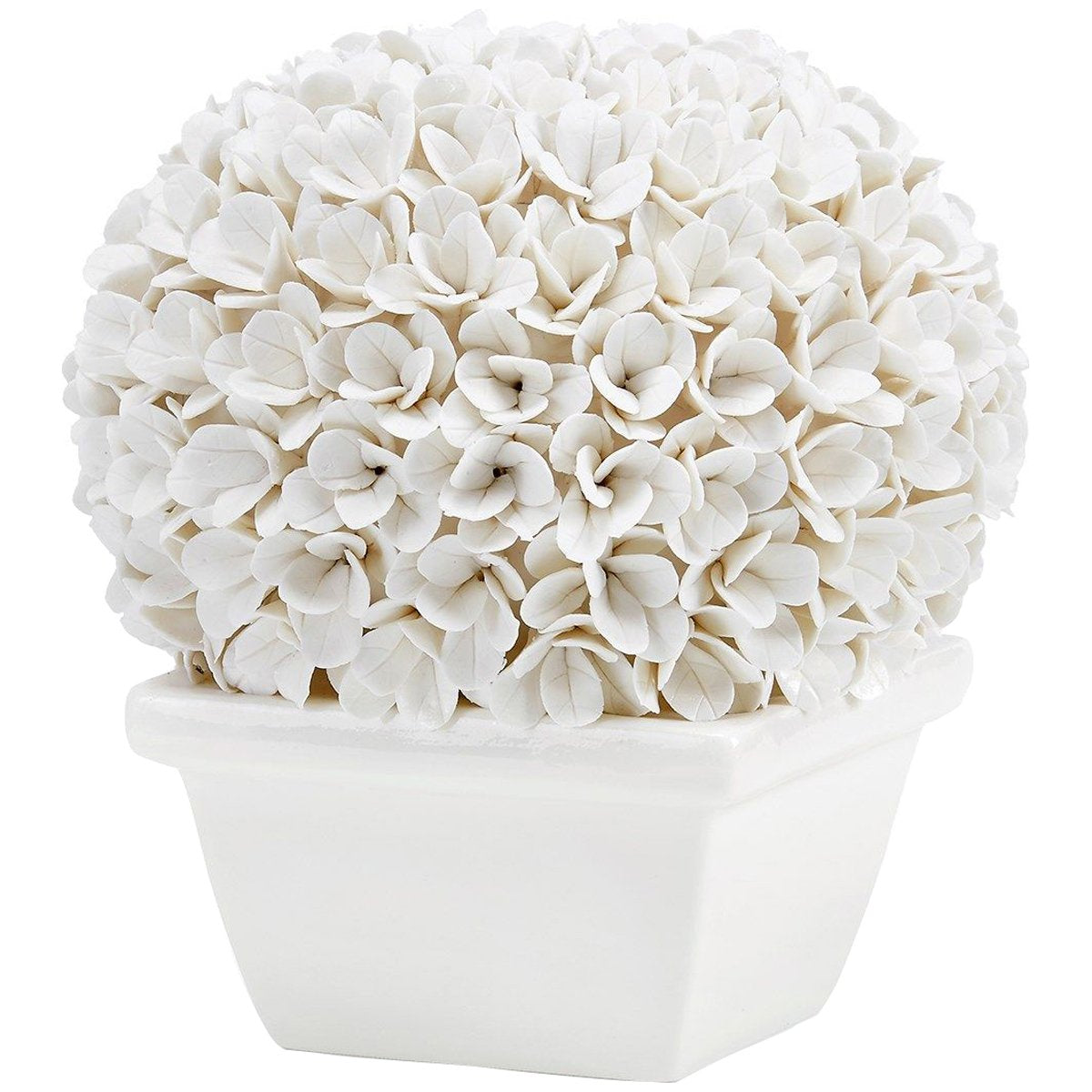 Villa &amp; House Boston Round Boxwood Topiary - White