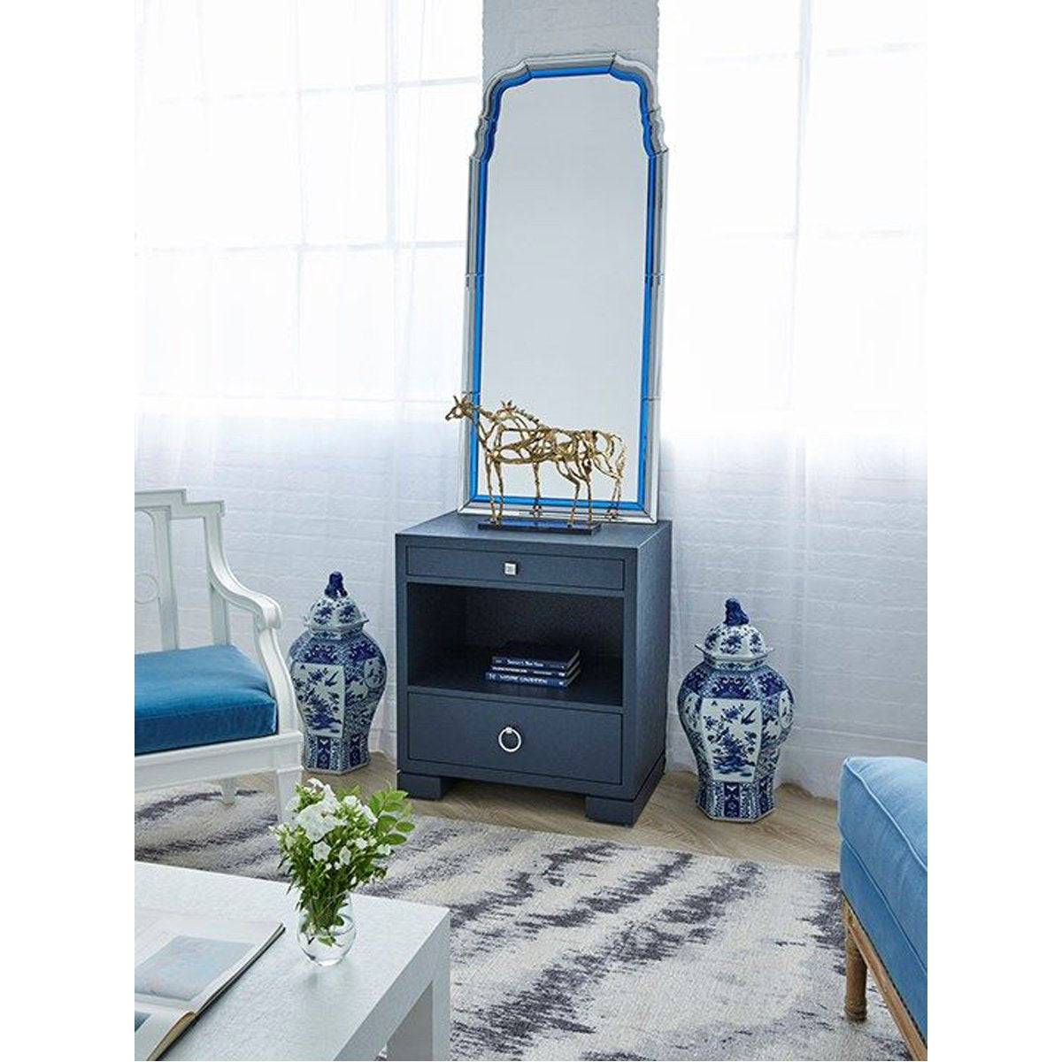 Villa &amp; House Frances 2-Drawer Side Table - Navy Blue