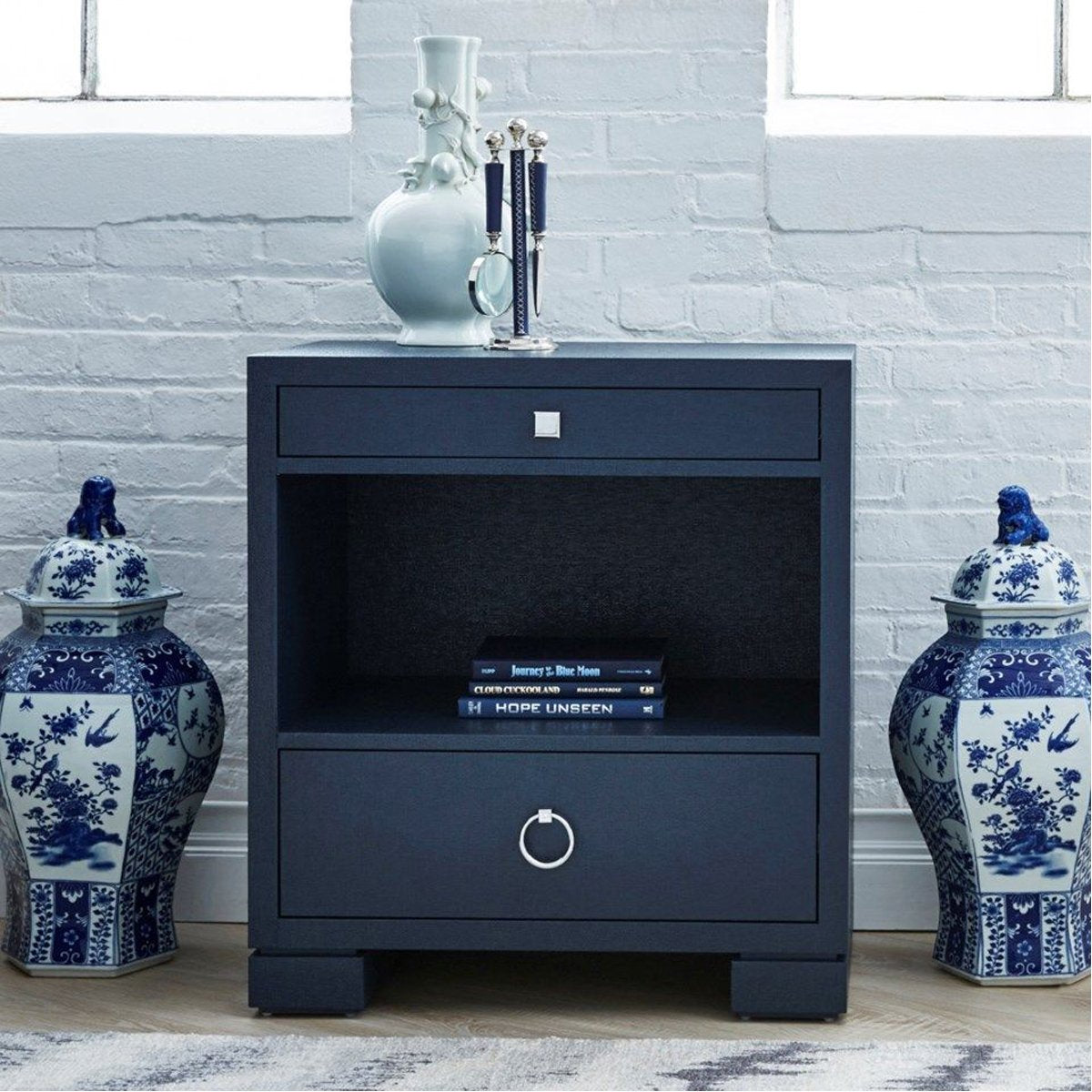 Villa &amp; House Frances 2-Drawer Side Table - Navy Blue