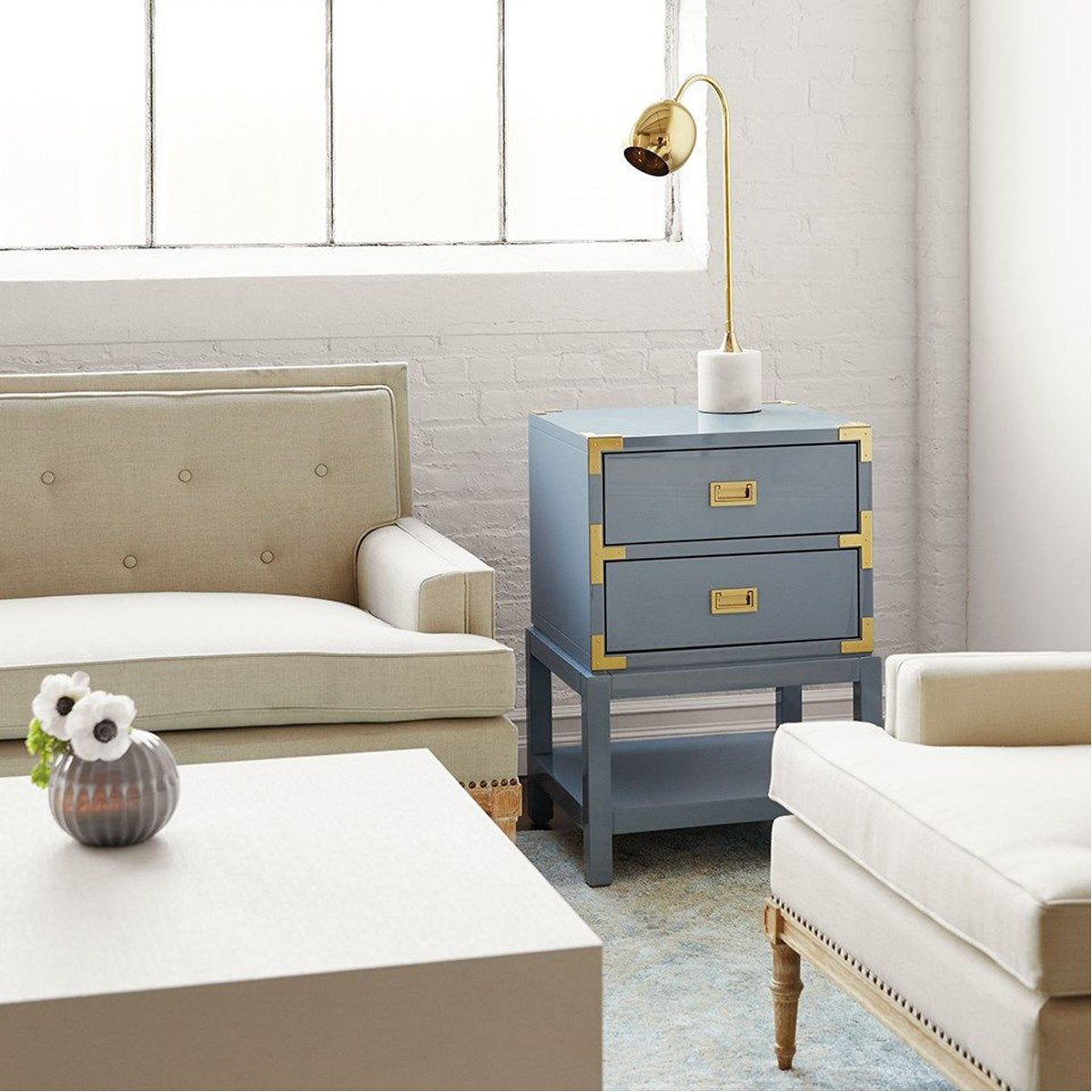 Villa &amp; House Tansu 2-Drawer Side Table - Gray