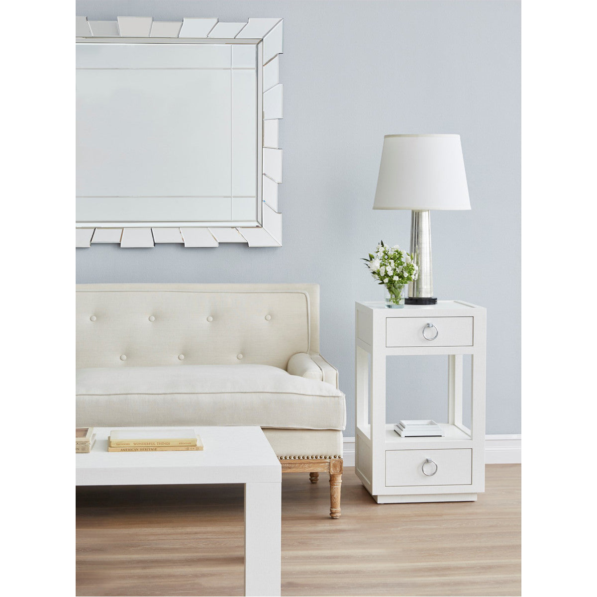 Villa &amp; House White Camilla 2-Drawer Side Table