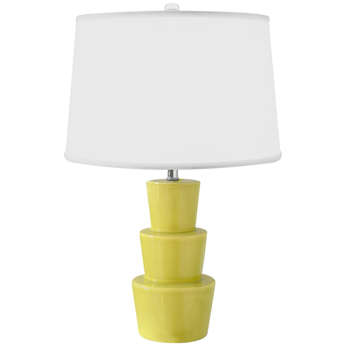 Worlds Away 3-Tier Ceramic Table Lamp with White Linen Shade