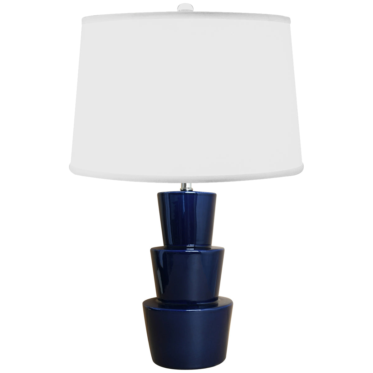 Worlds Away 3-Tier Ceramic Table Lamp with White Linen Shade