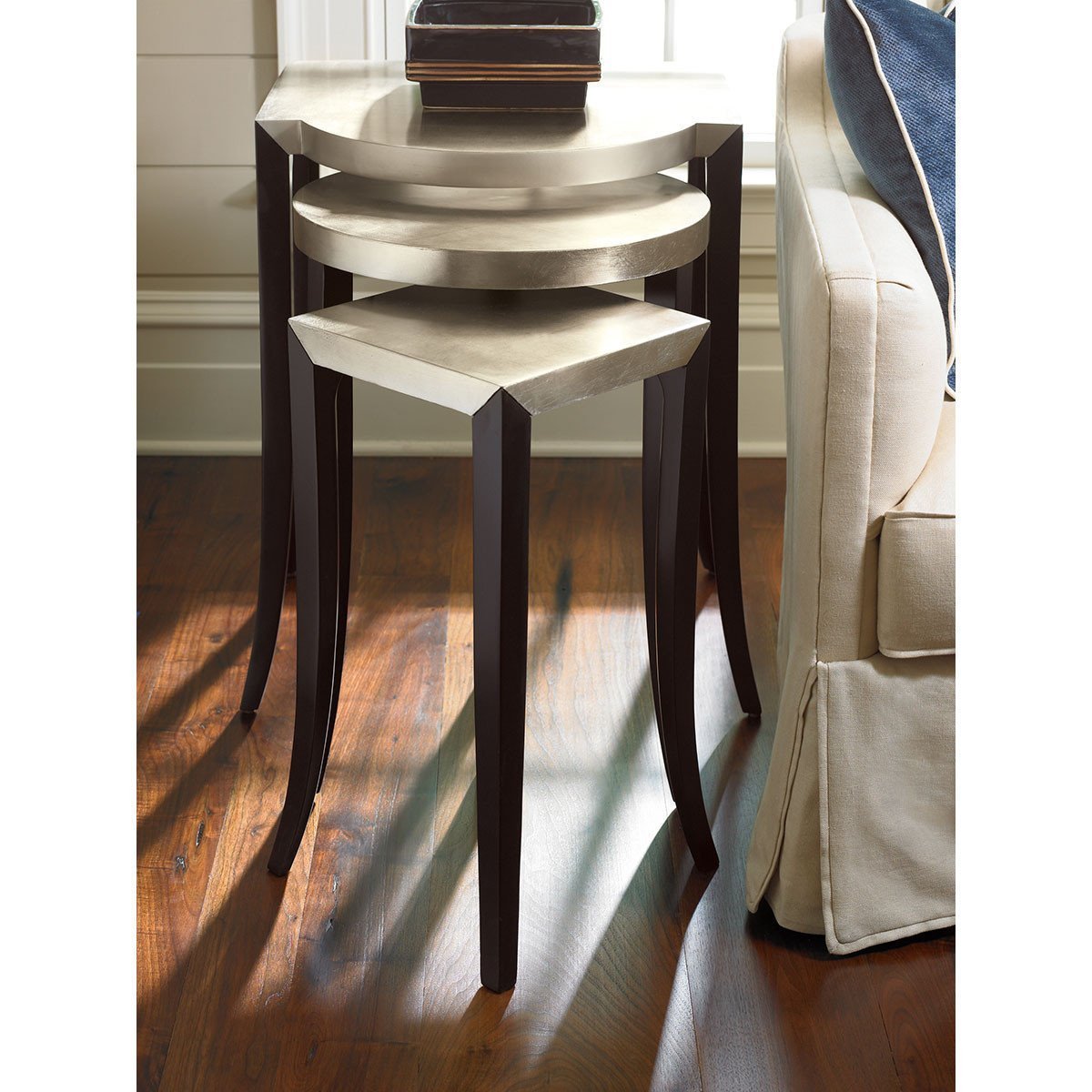 Caracole Out &amp; About Ebony and Taupe Silver Side Table