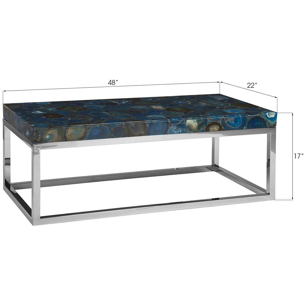 Phillips Collection Agate Coffee Table, Stainless Steel Base