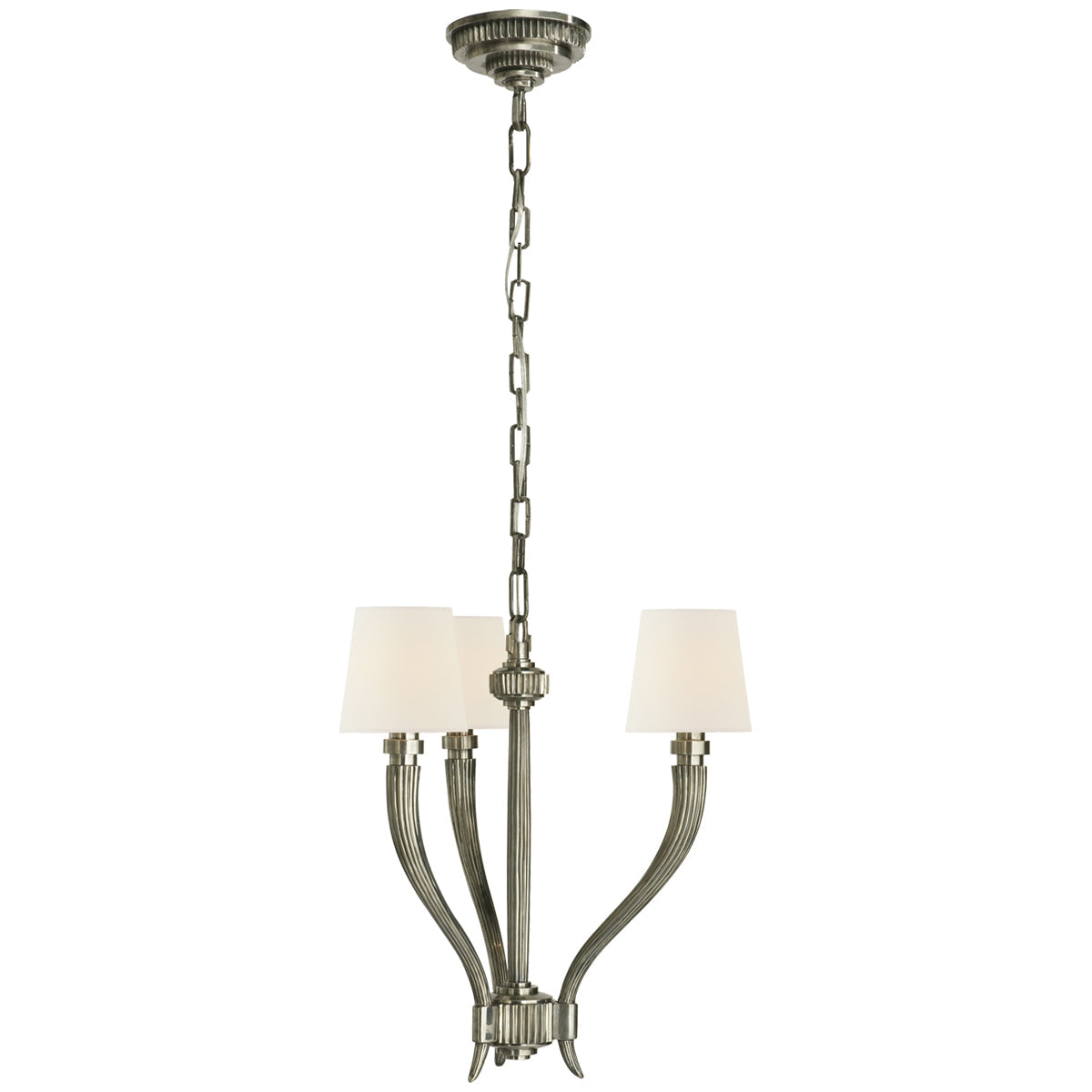 Visual Comfort Ruhlmann Small Chandelier with Linen Shades