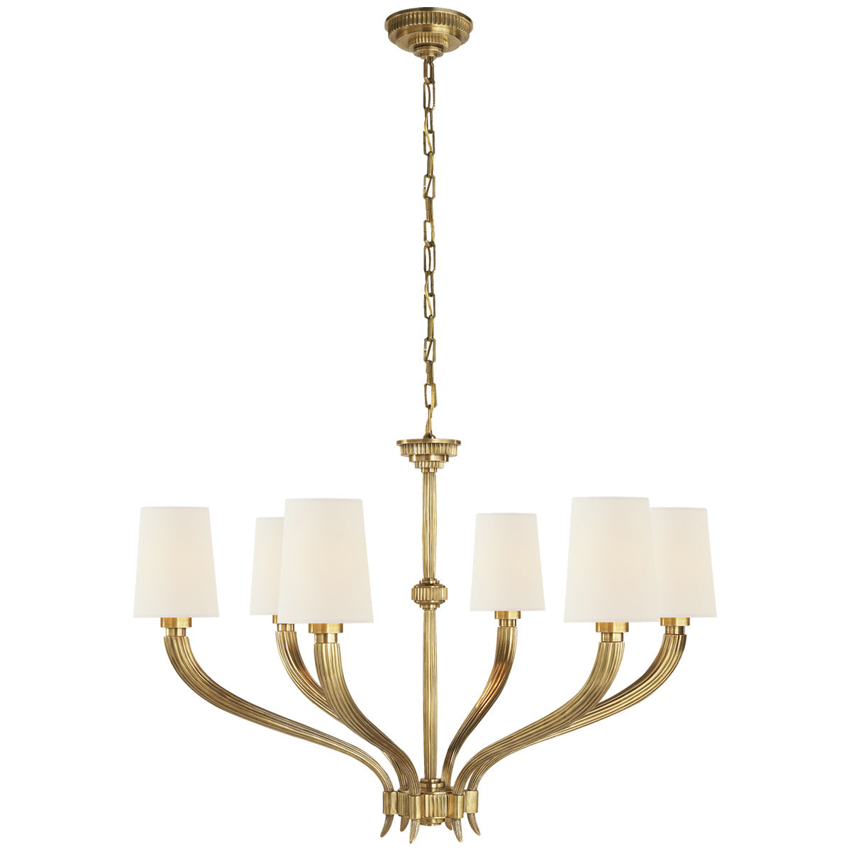 Visual Comfort Ruhlmann Large Chandelier with Linen Shades