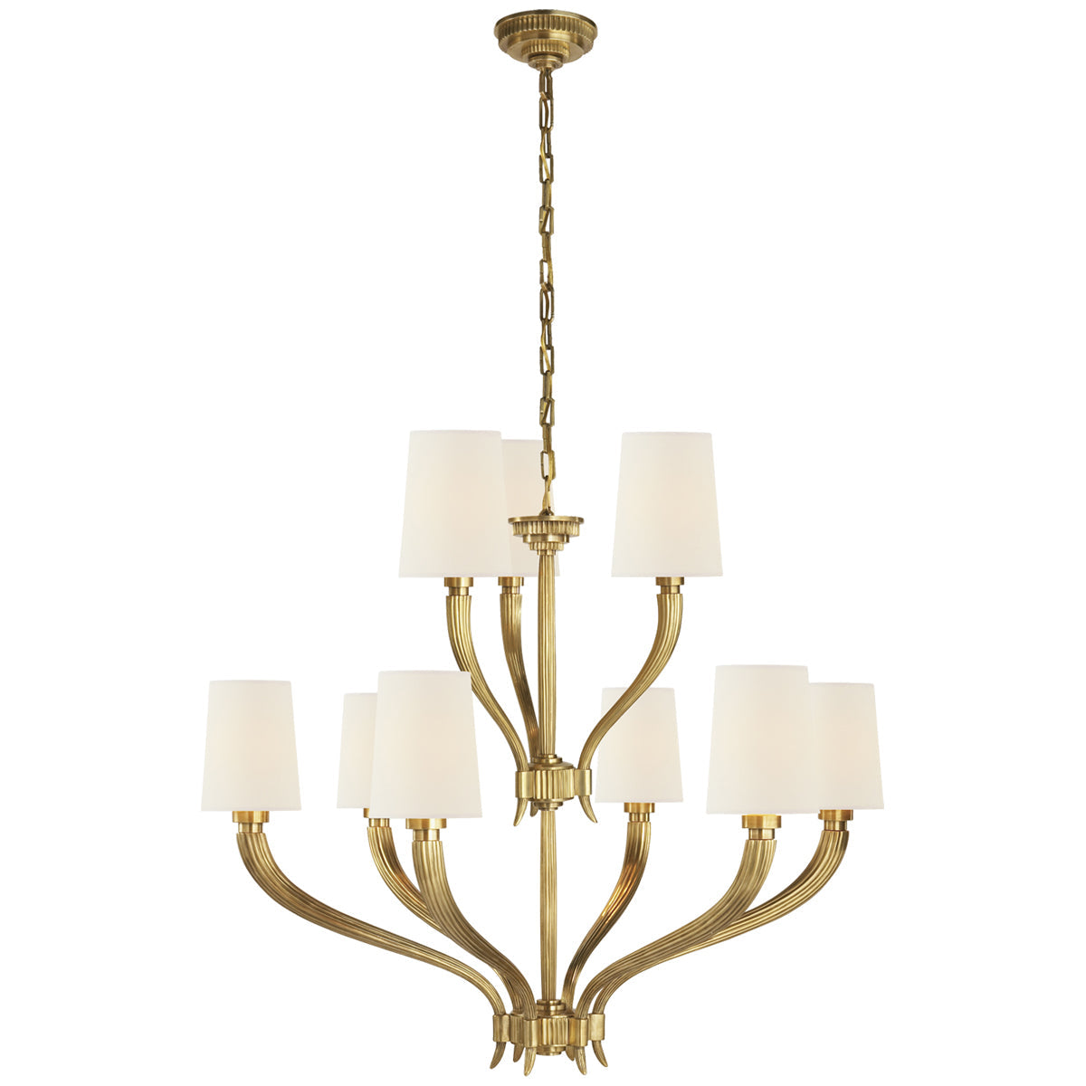 Visual Comfort Ruhlmann 2-Tier Chandelier with Linen Shades