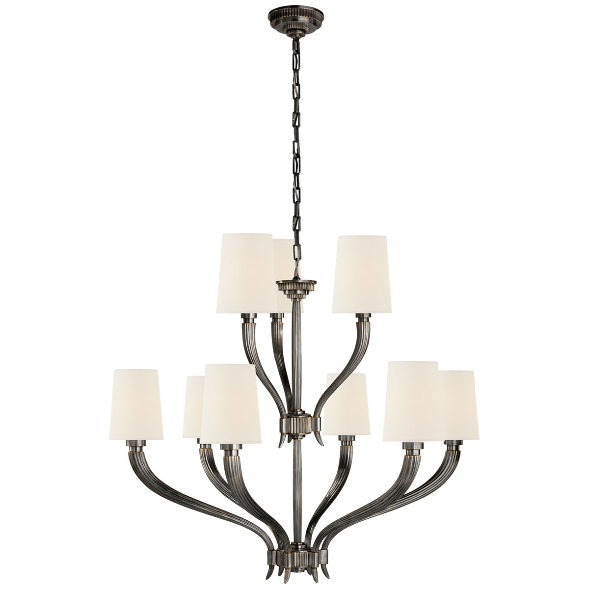 Visual Comfort Ruhlmann 2-Tier Chandelier with Linen Shades