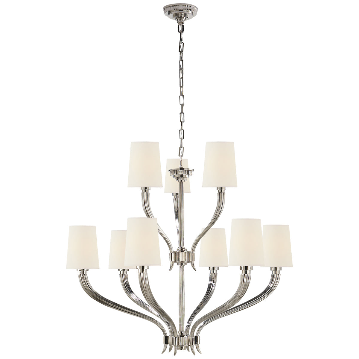 Visual Comfort Ruhlmann 2-Tier Chandelier with Linen Shades