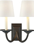 Visual Comfort Flemish Double Sconce with Linen Shade