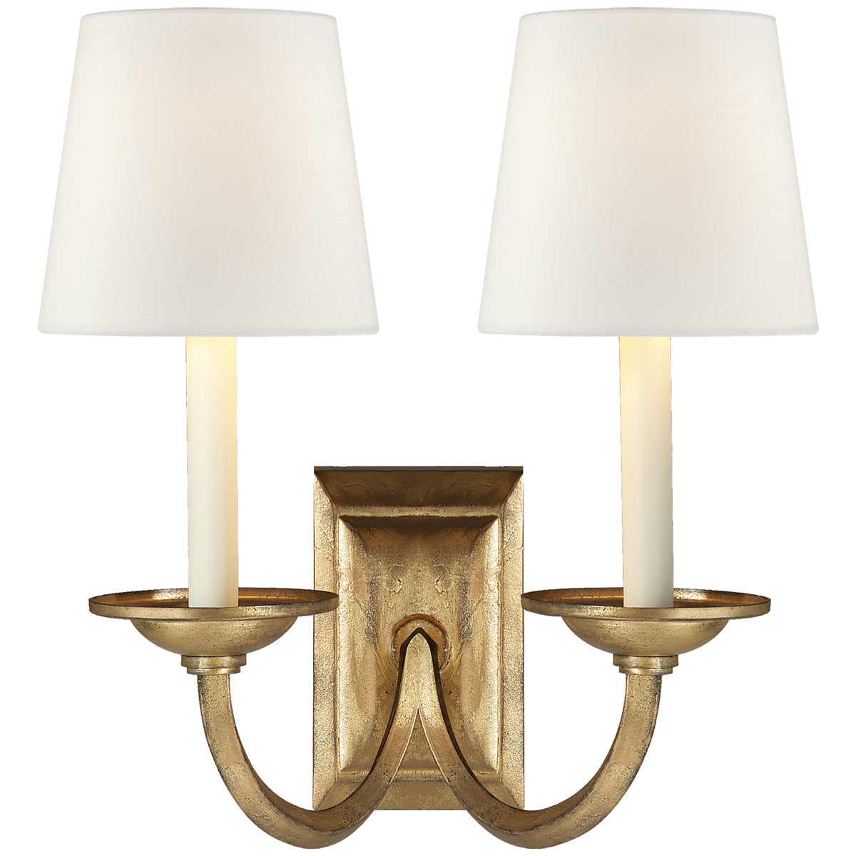 Visual Comfort Flemish Double Sconce with Linen Shade