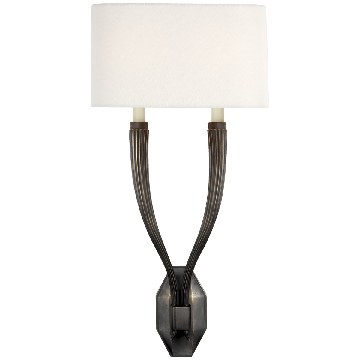 Visual Comfort Ruhlmann Double Sconce with Linen Shade