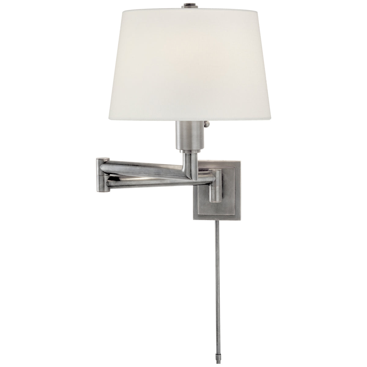 Visual Comfort Chunky Swing Arm Wall Light with Linen Shade