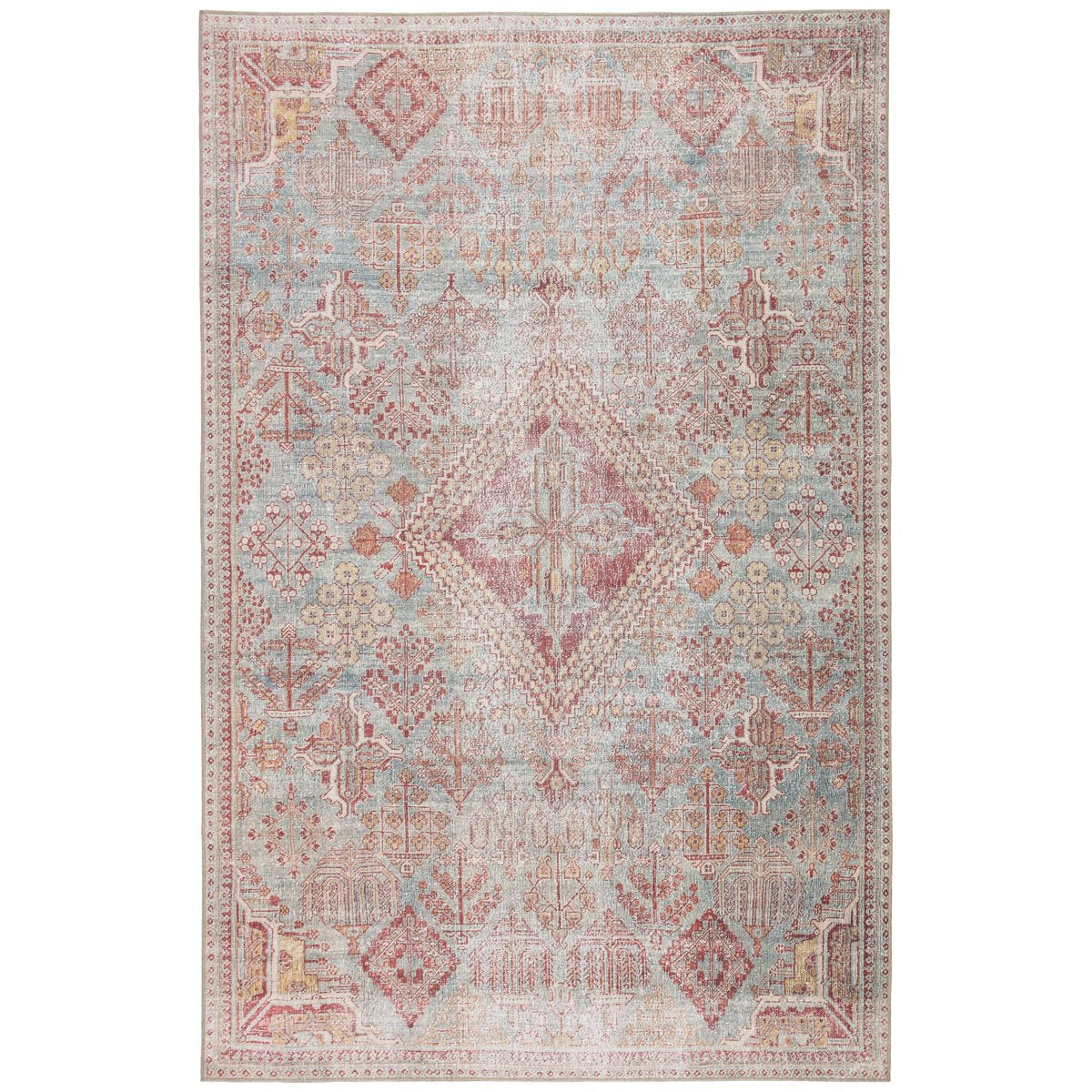 Jaipur Chateau Kendrick Medallion Tribal Sky Blue Pink CHT05 Rug