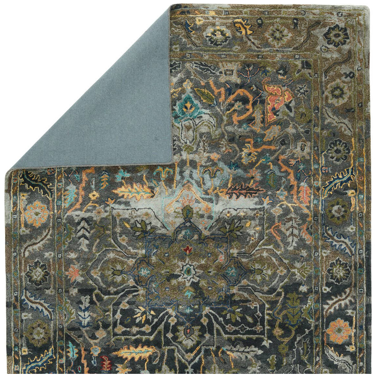 Jaipur Citrine Cristobol Medallion Dark Green Gray CIT14 Area Rug