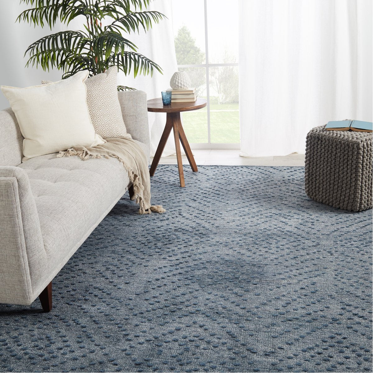 Jaipur Corbett Teyla Dots Chevron Blue Gray COB01 Rug