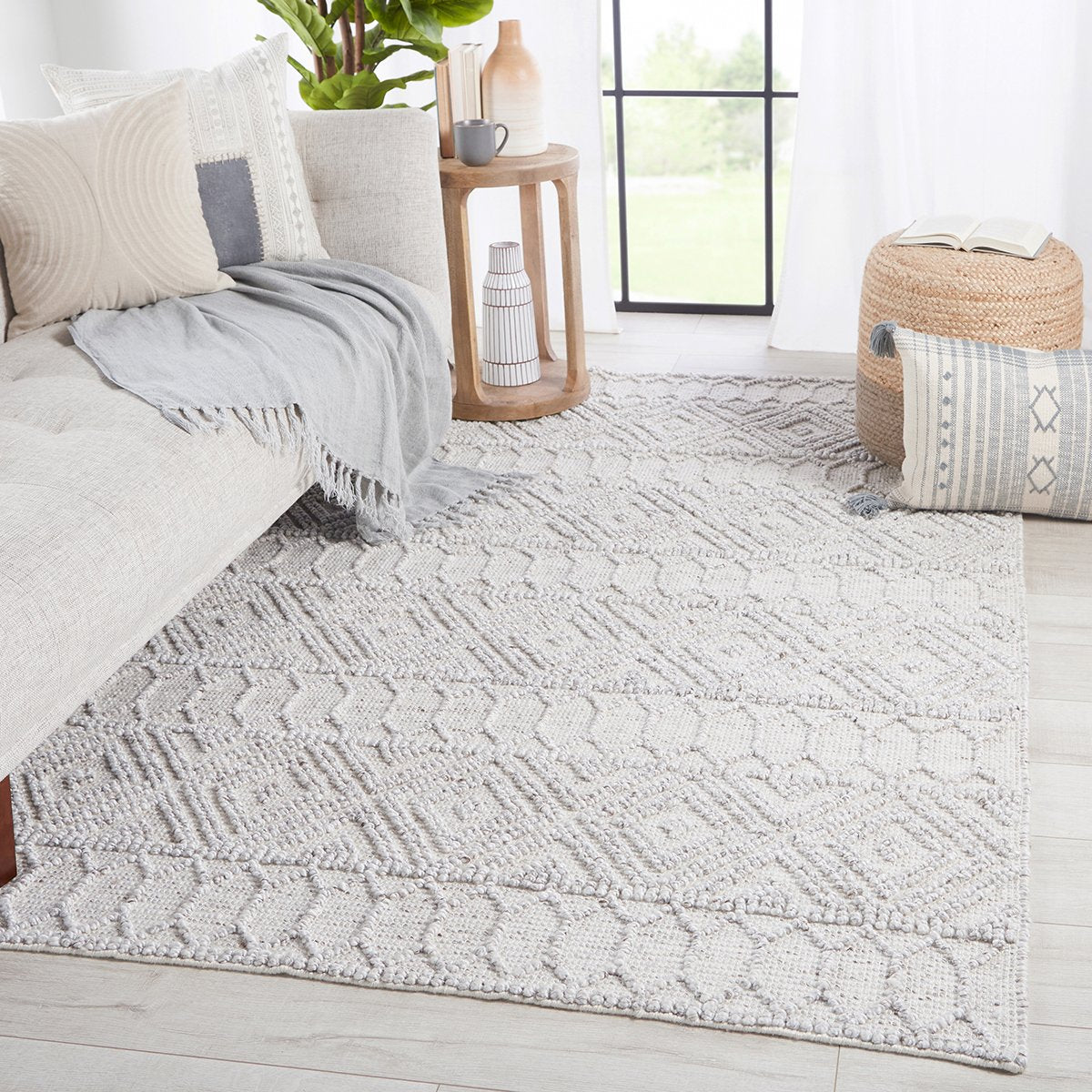 Jaipur Cosette Ismene Trellis Geometric Light Gray White COE02 Rug