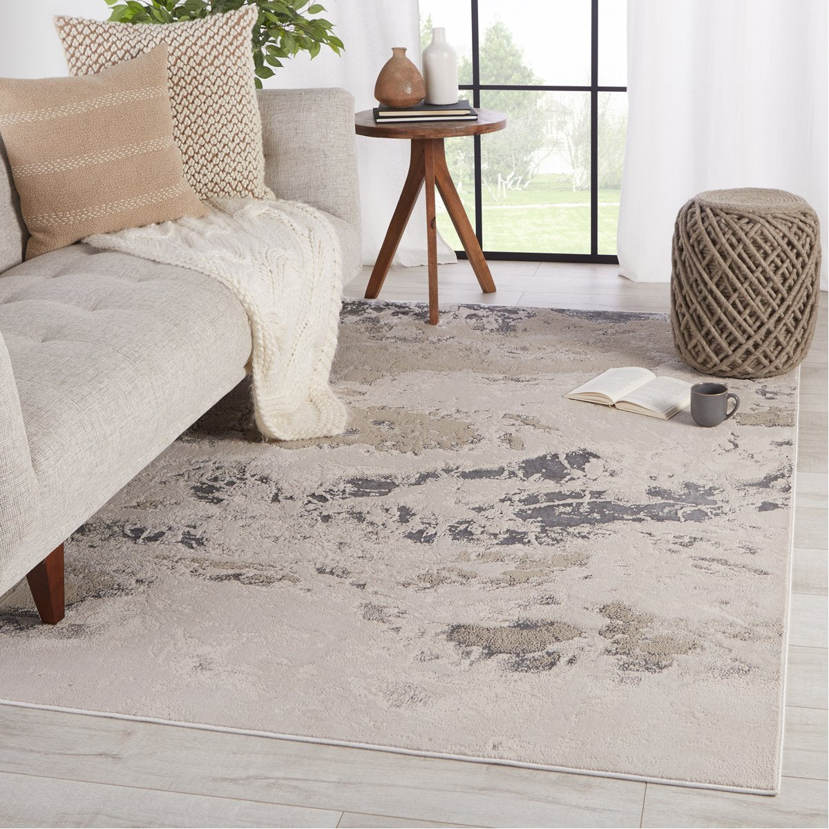 Jaipur Catalyst Cisco Abstract Light Gray Silver CTY11 Rug