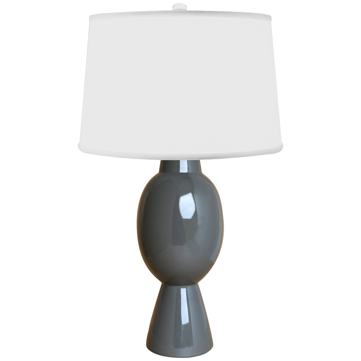 Worlds Away Tall Bulb Shape Ceramic Table Lamp with White Linen Shade