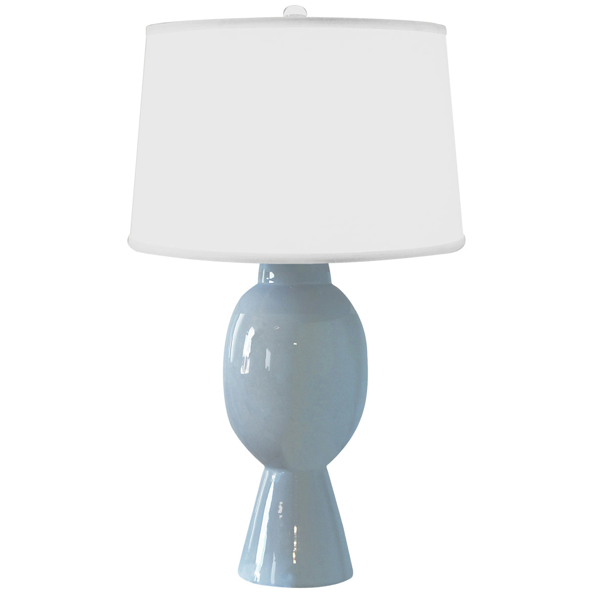 Worlds Away Tall Bulb Shape Ceramic Table Lamp with White Linen Shade