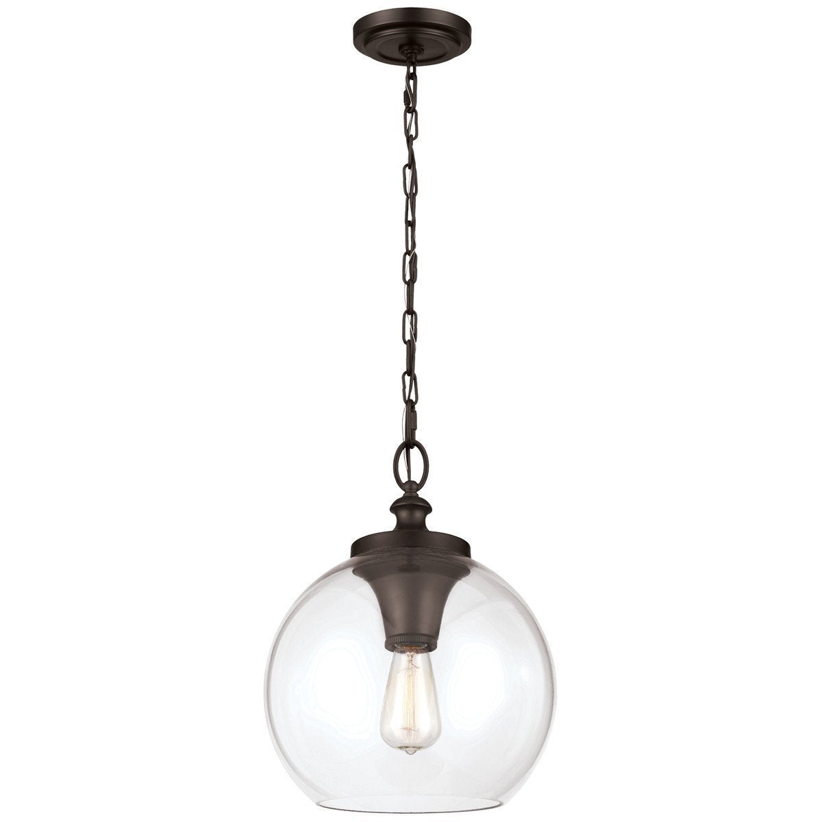 Feiss Tabby 1 Light Metal &amp; Glass Pendant