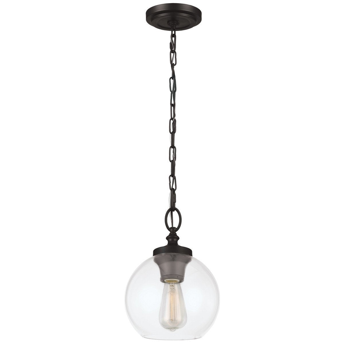 Feiss Tabby 1 Light Metal &amp; Glass Pendant