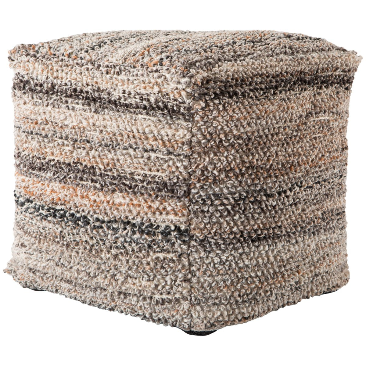 Jaipur Fes Ramada Stripes Textured Gray Tan FES01 Cube Pouf