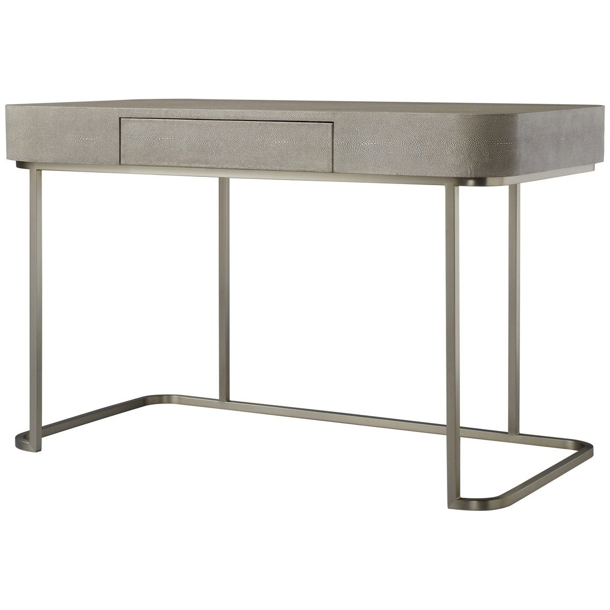 Sonder Living Jacques Desk in Fog Faux Shagreen and Brushed Pewter