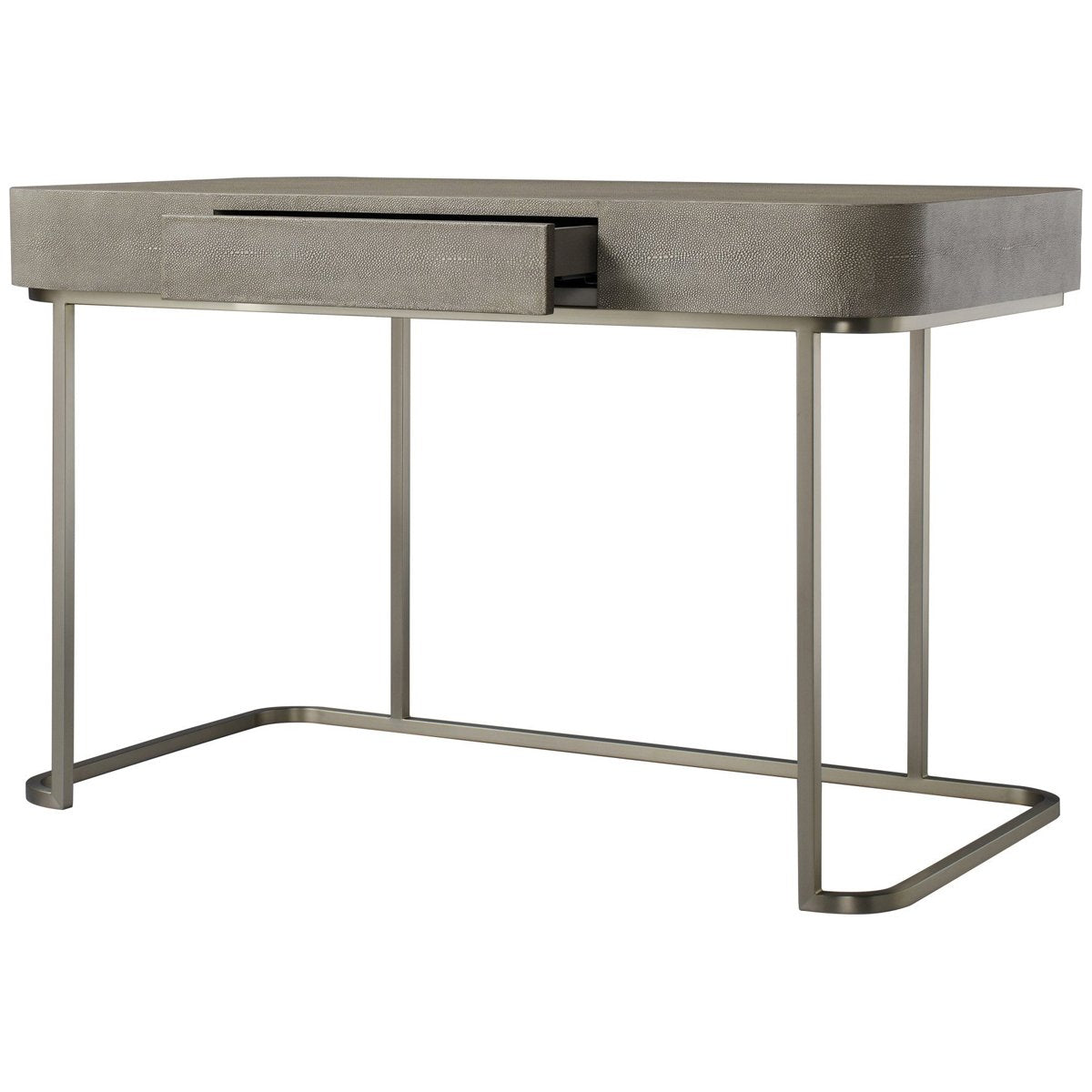 Sonder Living Jacques Desk in Fog Faux Shagreen and Brushed Pewter