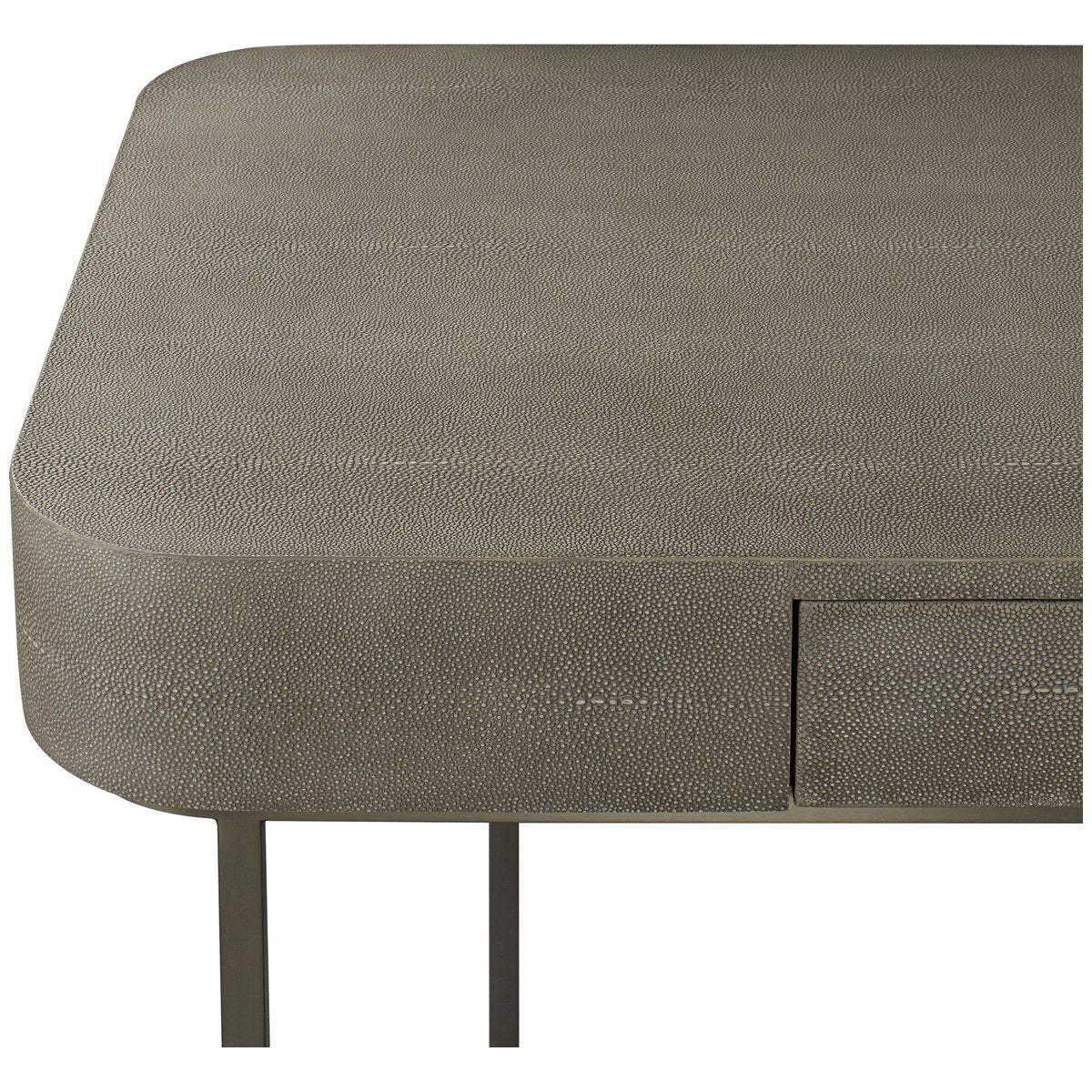 Sonder Living Jacques Desk in Fog Faux Shagreen and Brushed Pewter