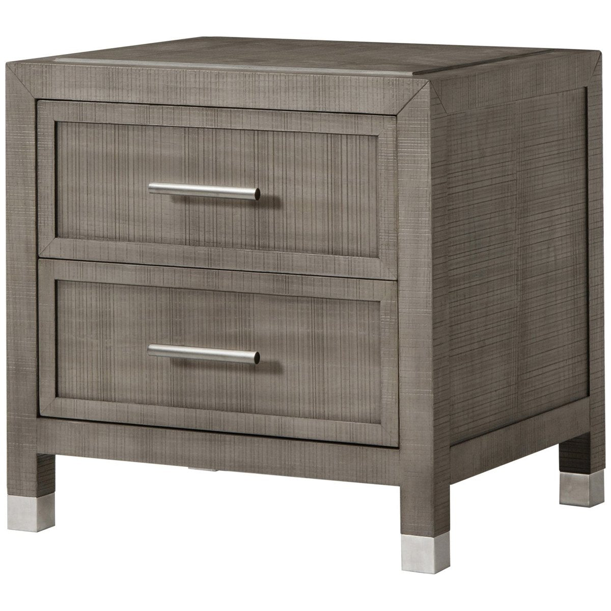 Sonder Living Raffles 2-Drawer Nightstand in Grey and Pewter